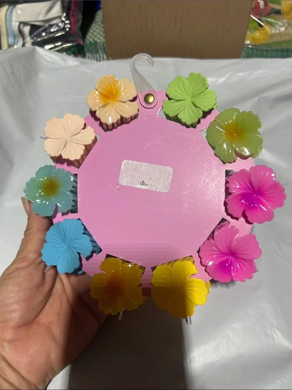 Natasha Couture Vibrant Floral Hair Clamps Accent in Pink, Blue, Yellow, Green